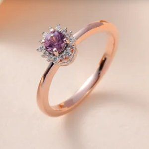 Dainty Narsipatnam Purple Spinel/White Zircon Sunburst Ring